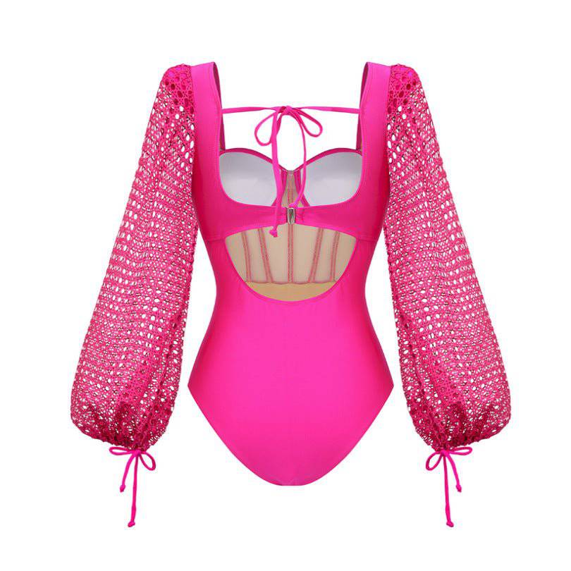 Elegantes Bandage-Maxikleid mit Diamanten – Bodenlang & Quadratkragen