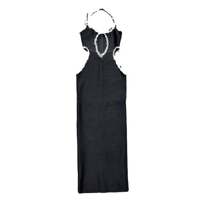 Produktbild von Elegantes Bandage-Maxikleid mit Diamanten – Bodenlang & Quadratkragen in xs-1, erhältlich bei Hot Fashionista