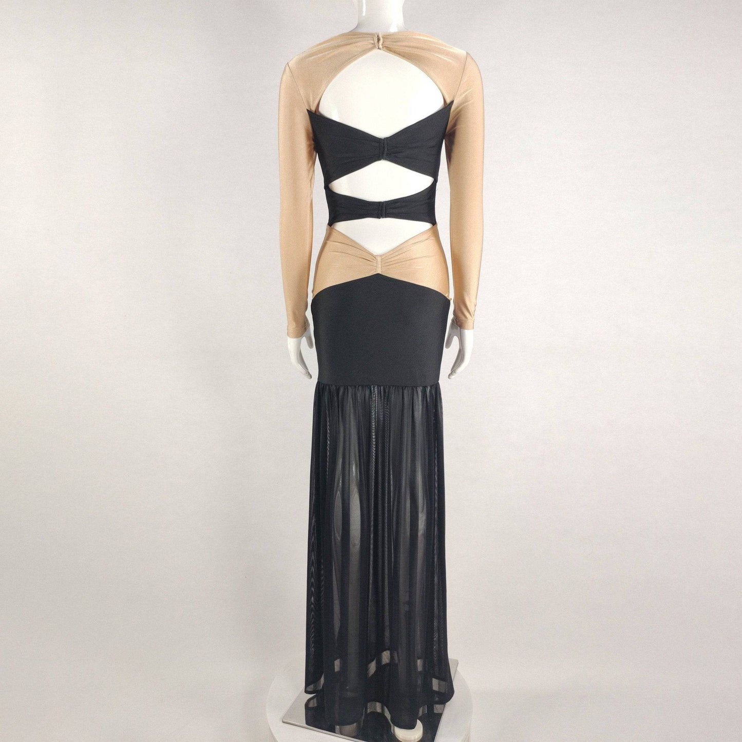 Elegantes Bandage-Maxikleid mit Diamanten – Bodenlang & Quadratkragen