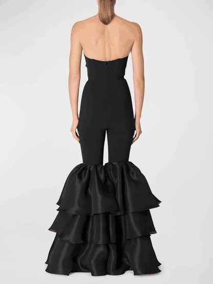 Elegantes Bandage-Maxikleid mit Diamanten – Bodenlang & Quadratkragen