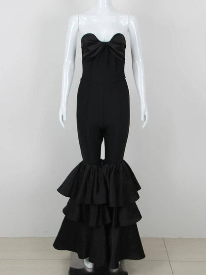 Elegantes Bandage-Maxikleid mit Diamanten – Bodenlang & Quadratkragen