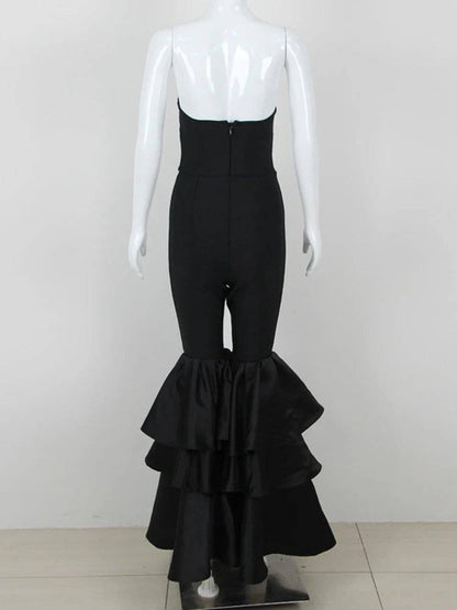 Elegantes Bandage-Maxikleid mit Diamanten – Bodenlang & Quadratkragen