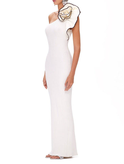 Elegantes Bandage-Maxikleid mit Diamanten – Bodenlang & Quadratkragen