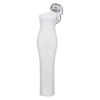 Elegantes Bandage-Maxikleid mit Diamanten – Bodenlang & Quadratkragen