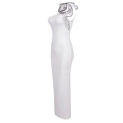 Elegantes Bandage-Maxikleid mit Diamanten – Bodenlang & Quadratkragen