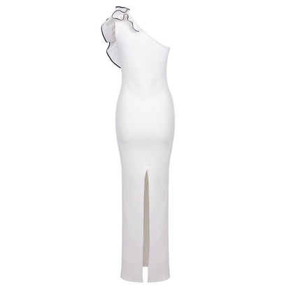 Elegantes Bandage-Maxikleid mit Diamanten – Bodenlang & Quadratkragen